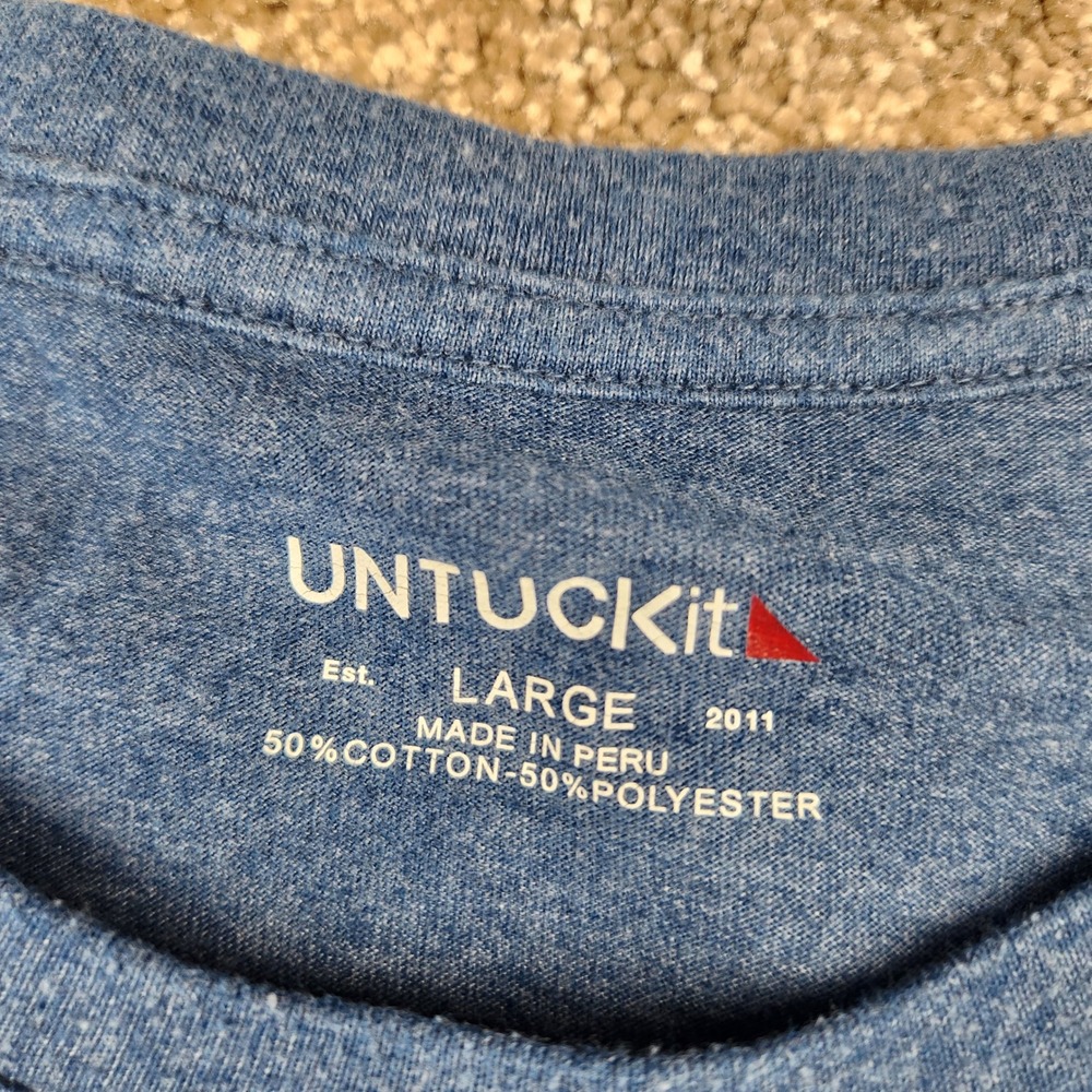 UNTUCKit Mens Long Sleeve Crewneck Tee Heather Blue Cotton Blend Size Large - Picture 2 of 4